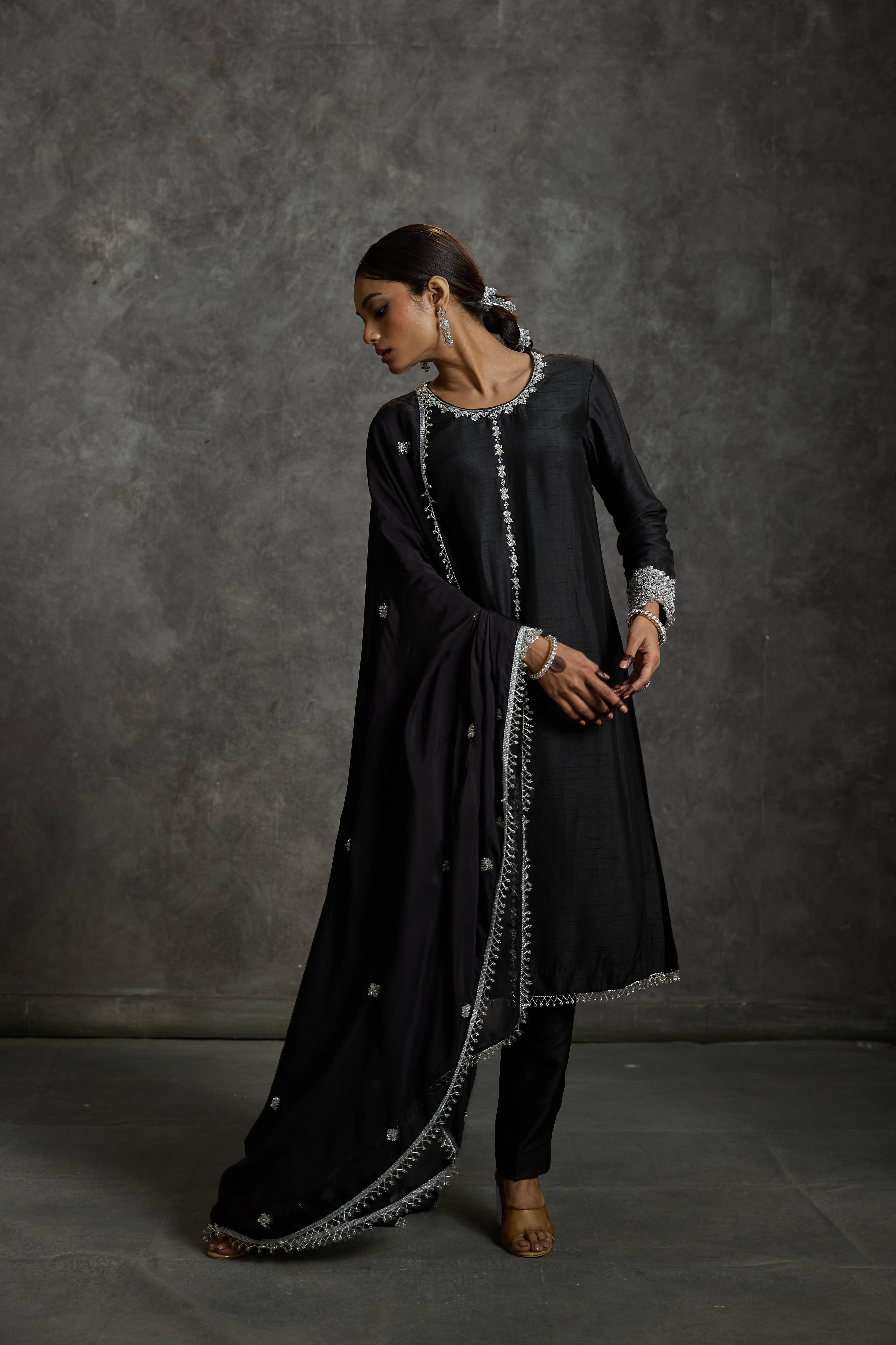 Noorvat - Black  Zardozi Kurta Salwaar Dupatta Set