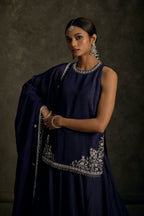 Saaj - Midnight Indigo  Hand Embroidered Kurta-Lehenga-Dupatta Set
