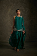 Zariya - Emerald Green Zardozi Kurta Salwaar Set with Embroidered Dupatta