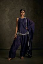 Kashish - Midnight Indigo Zardozi Kurta Salwaar Set with Embroidered Dupatta
