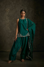Zariya - Emerald Green Zardozi Kurta Salwaar Set with Embroidered Dupatta