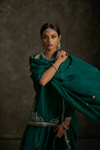 Zariya - Emerald Green Zardozi Kurta Salwaar Set with Embroidered Dupatta
