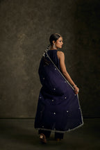 Kashish - Midnight Indigo Zardozi Kurta Salwaar Set with Embroidered Dupatta