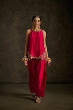 Rooh - Hot Pink Zardozi Kurta Salwaar Set with Embroidered Dupatta