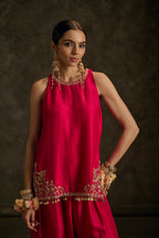 Rooh - Hot Pink Zardozi Kurta Salwaar Set with Embroidered Dupatta