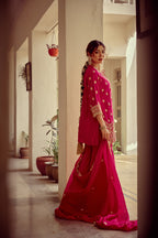Sirat - Pink Zardozi Kurta Sharara Dupatta Set