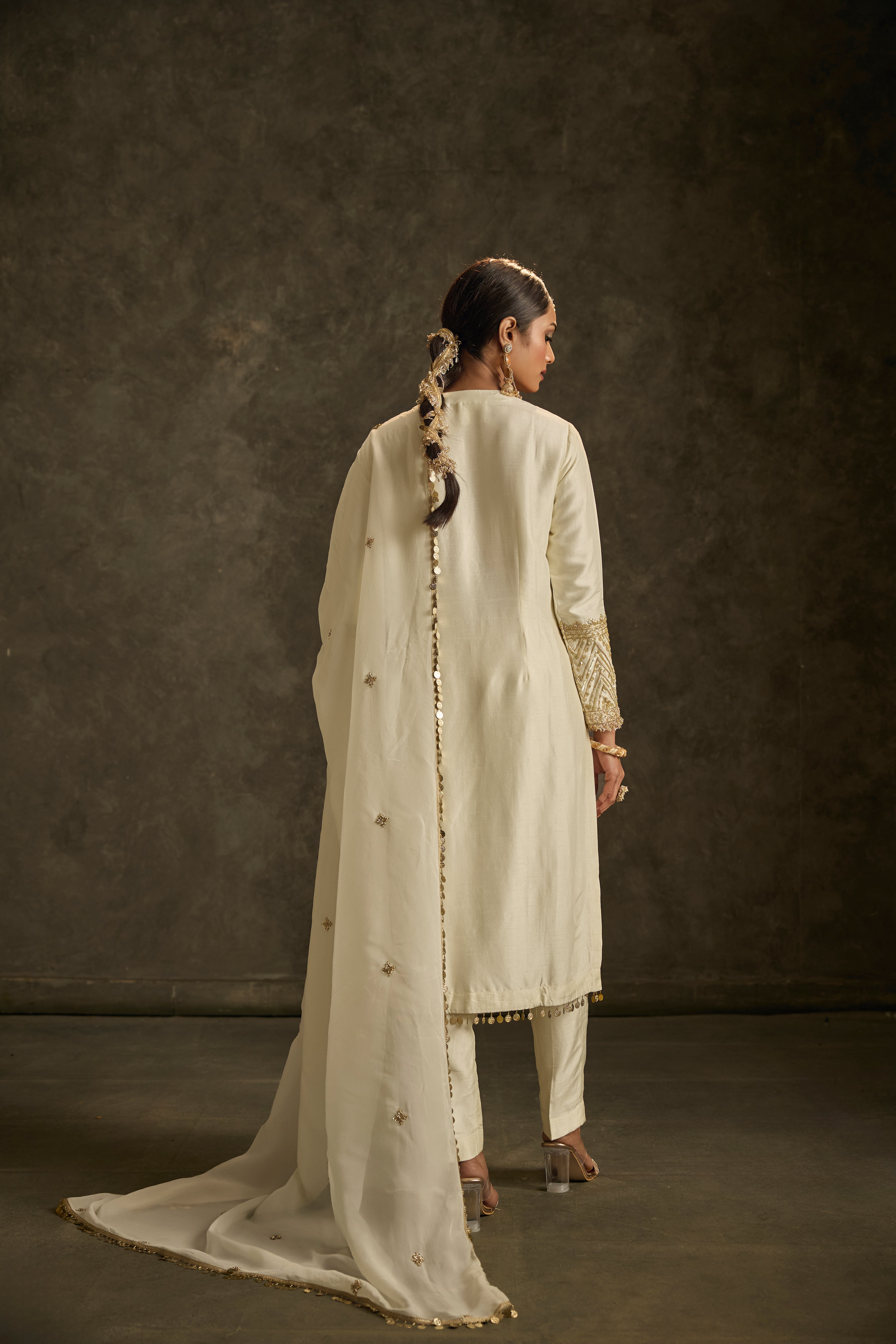 Gulnaar - Ivory Hand Embroidered kurta Set