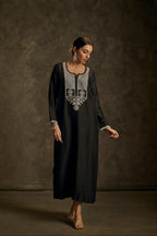 Kainiri - Black  Embroidered Kurta Dress