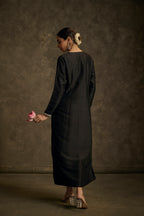 Kainiri - Black  Embroidered Kurta Dress