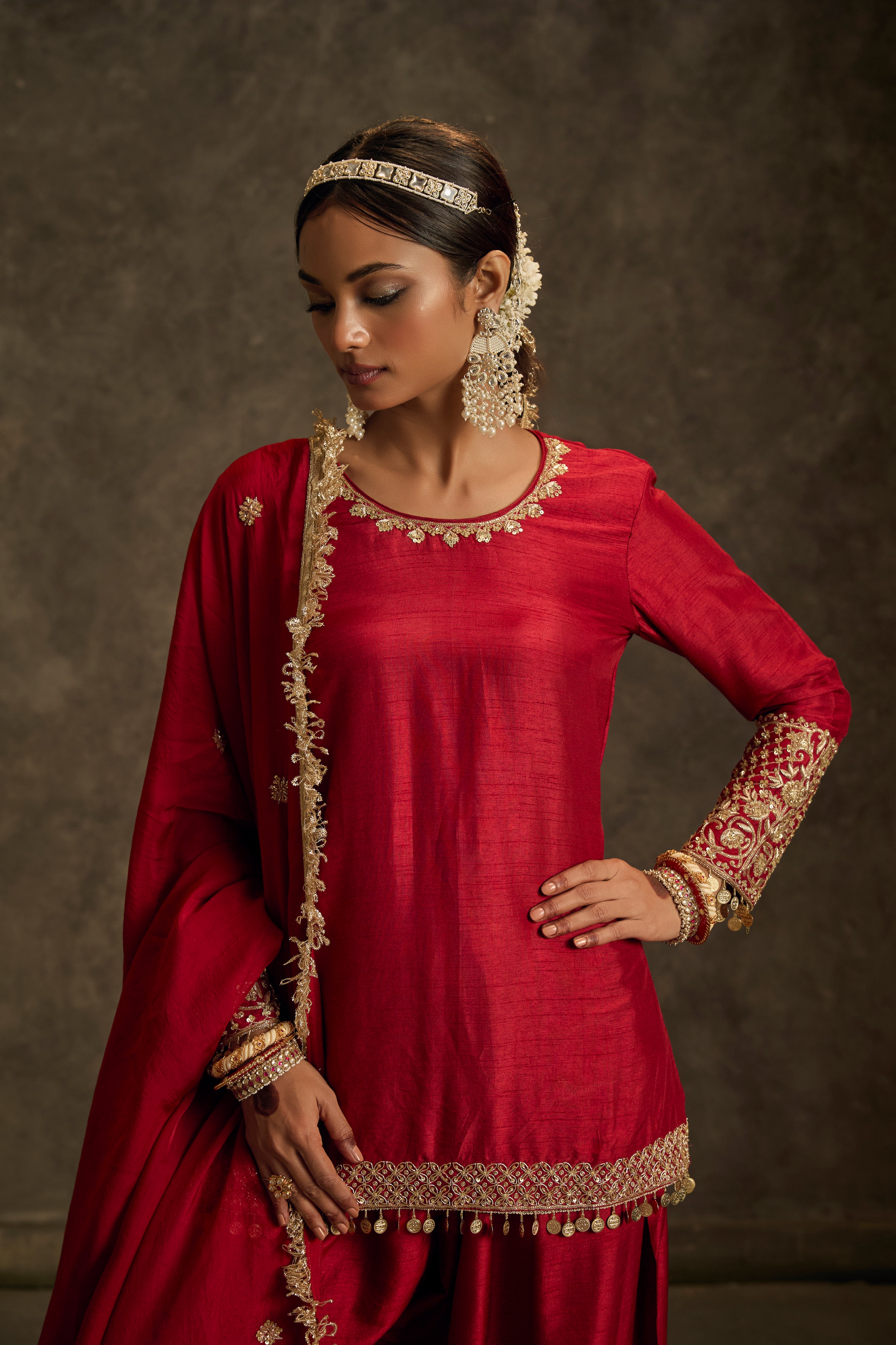 Mehrin - Red Hand Embroidered kurta Set