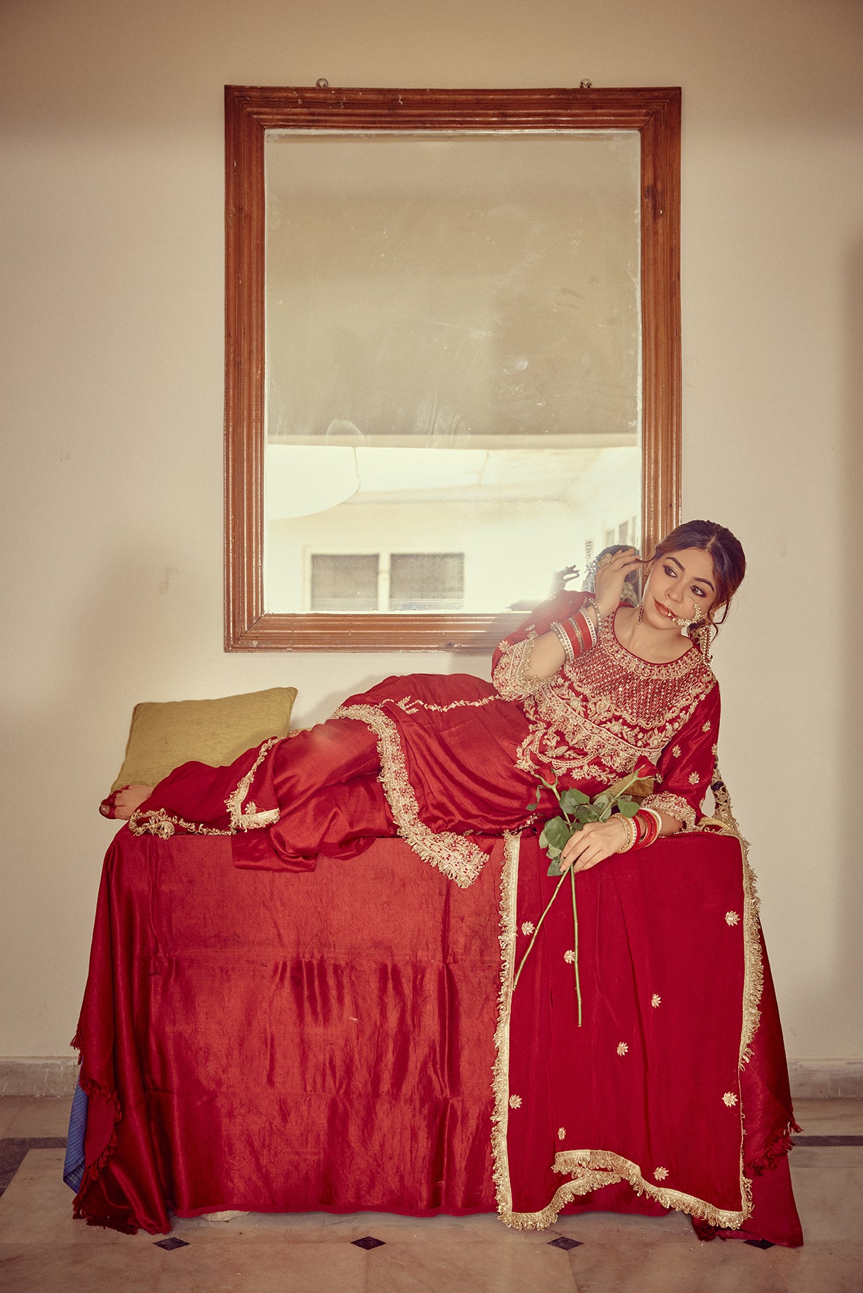 Naqsh - Red Kurta Sharara Set