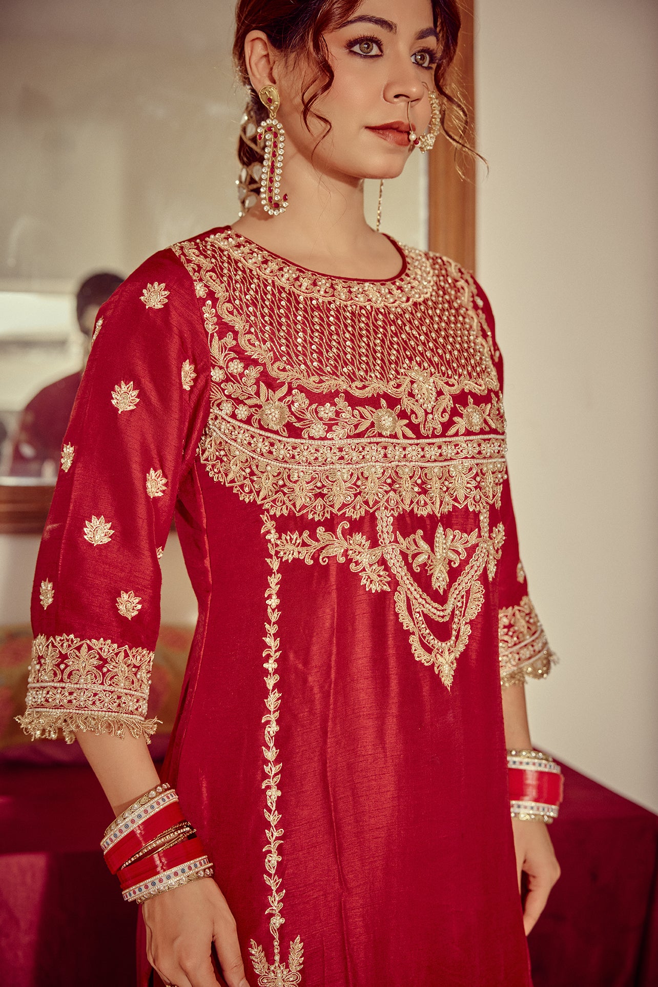 Naqsh - Red Kurta Sharara Set
