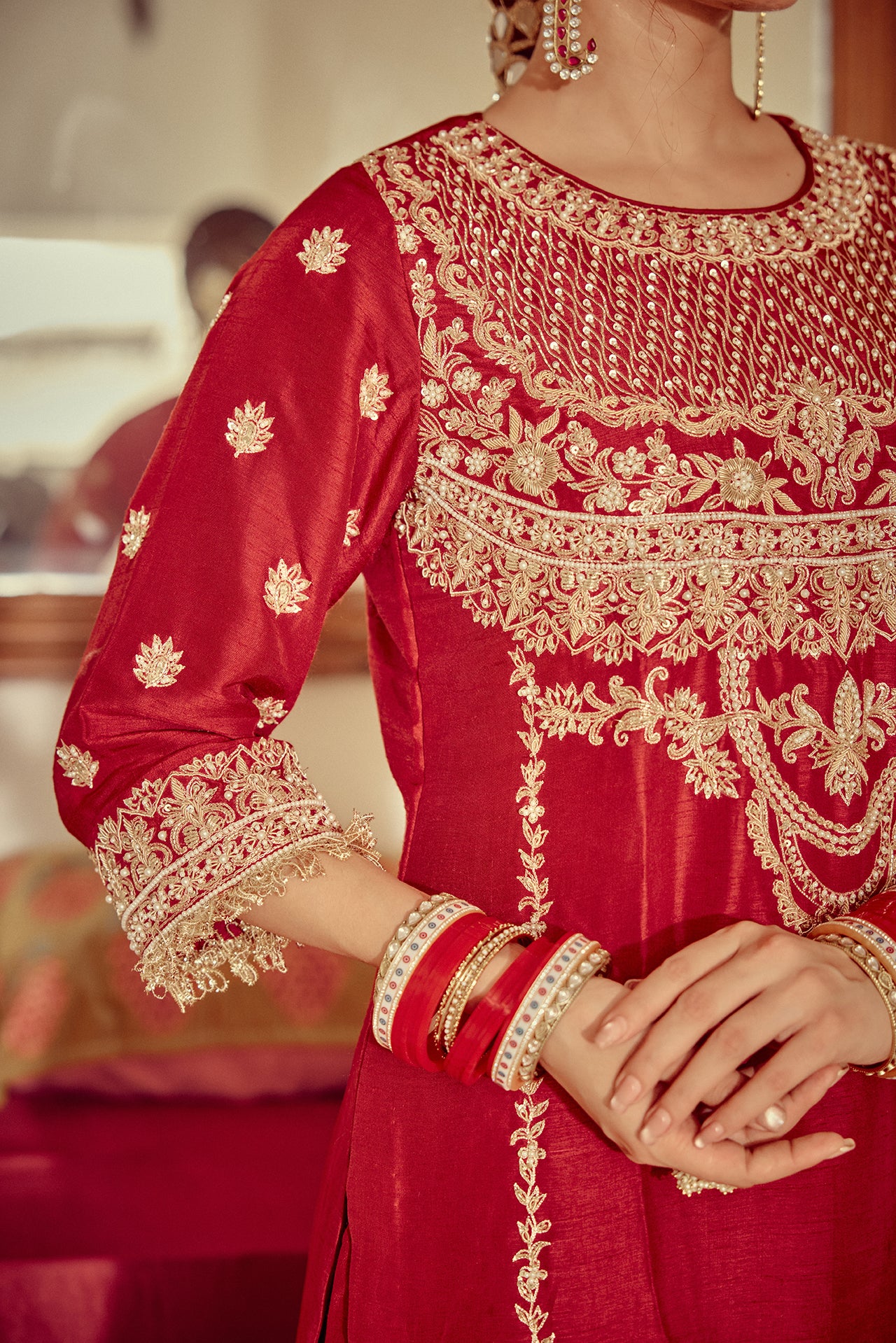 Naqsh - Red Kurta Sharara Set