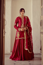 Ayra - Red Kurta Lehenga Dupatta Set