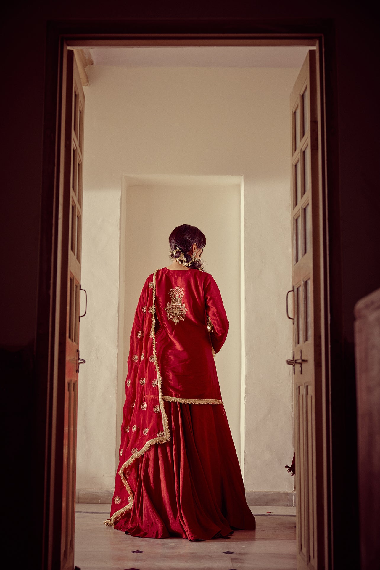 Ayra - Red Kurta Lehenga Dupatta Set