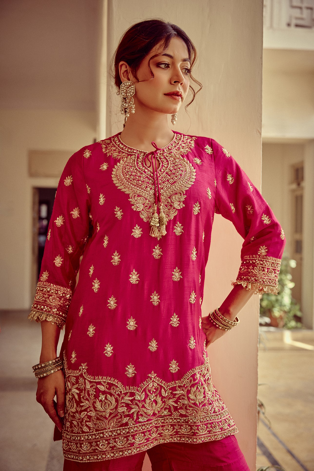 Sirat - Pink Zardozi Kurta Sharara Dupatta Set