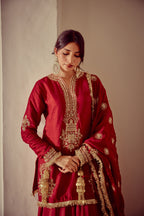 Ayra - Red Kurta Lehenga Dupatta Set