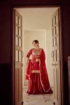 Sairah - Red Kurta Lehenga Set
