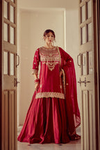 Sairah - Red Kurta Lehenga Set