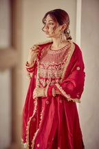 Sairah - Red Kurta Lehenga Set