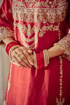 Sairah - Red Kurta Lehenga Set
