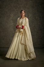 Heeriya - Ivory Hand Embroidered Kurta-Skirt-Dupatta Set