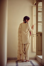 Meher - Gold Ivory Kurta Farshi Dupatta Set