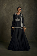 Lehar - Black Hand Embroidered Kurta-Lehenga -Dupatta Set