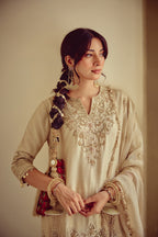 Meher - Gold Ivory Kurta Farshi Dupatta Set
