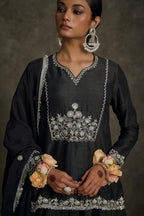 Lehar - Black Hand Embroidered Kurta-Lehenga -Dupatta Set