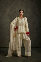 Sohniyat - Ivory Zardozi Kurta Salwaar Set with Embroidered Dupatta