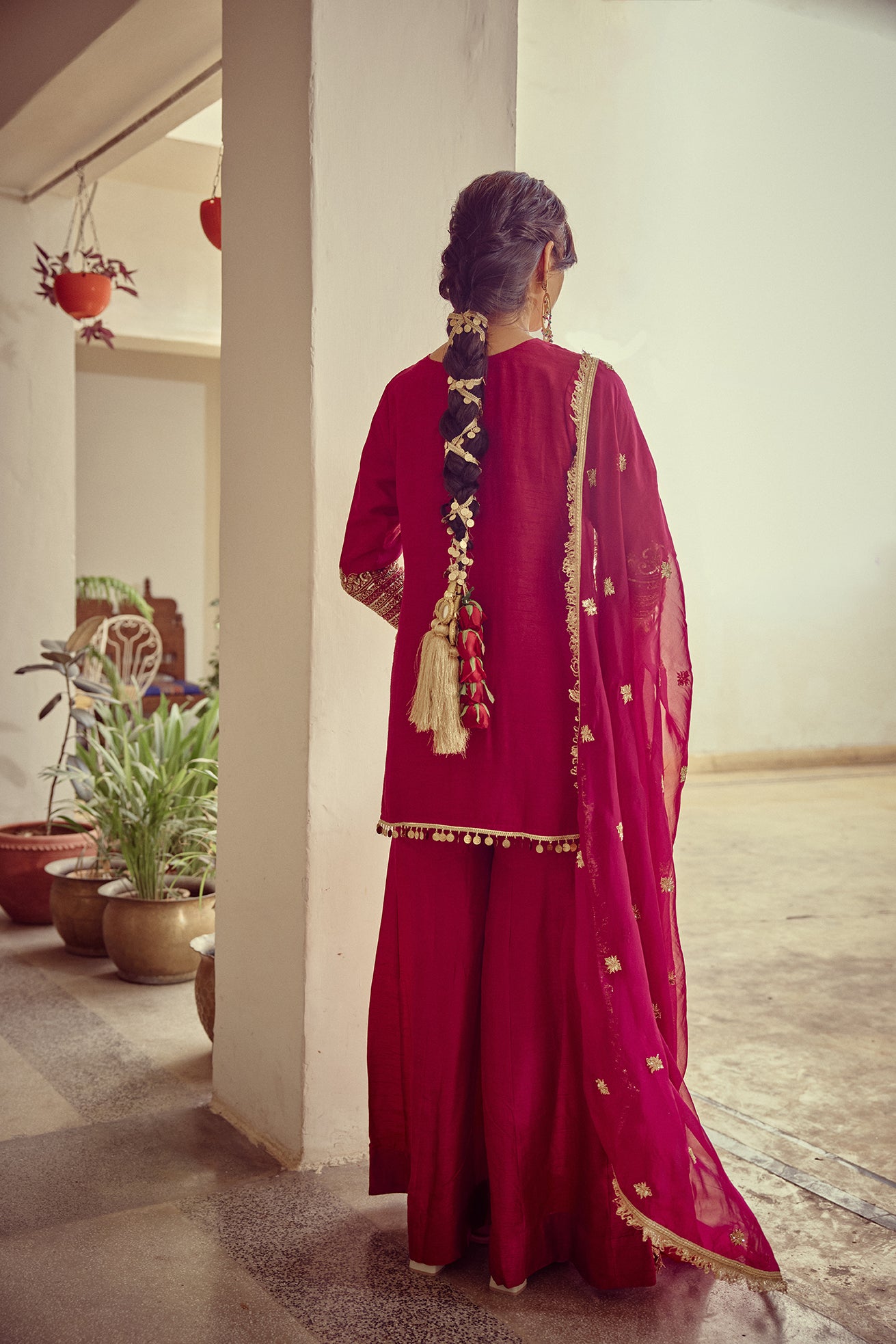 Heer - Magenta Embroidered Kurta Sharara Dupatta Set