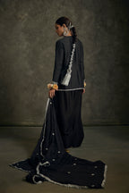 Nooriya - Black Zardozi Kurta Salwaar Set with Embroidered Dupatta