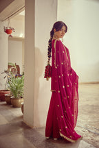 Heer - Magenta Embroidered Kurta Sharara Dupatta Set