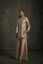 Dilruba - Beige Zardozi Kurta Sharara Set with Embroidered Dupatta