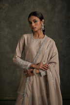 Dilruba - Beige Zardozi Kurta Sharara Set with Embroidered Dupatta