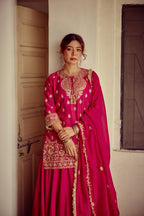 Nazm - Pink Kurta Lehenga Dupatta Set