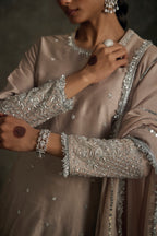 Dilruba - Beige Zardozi Kurta Sharara Set with Embroidered Dupatta