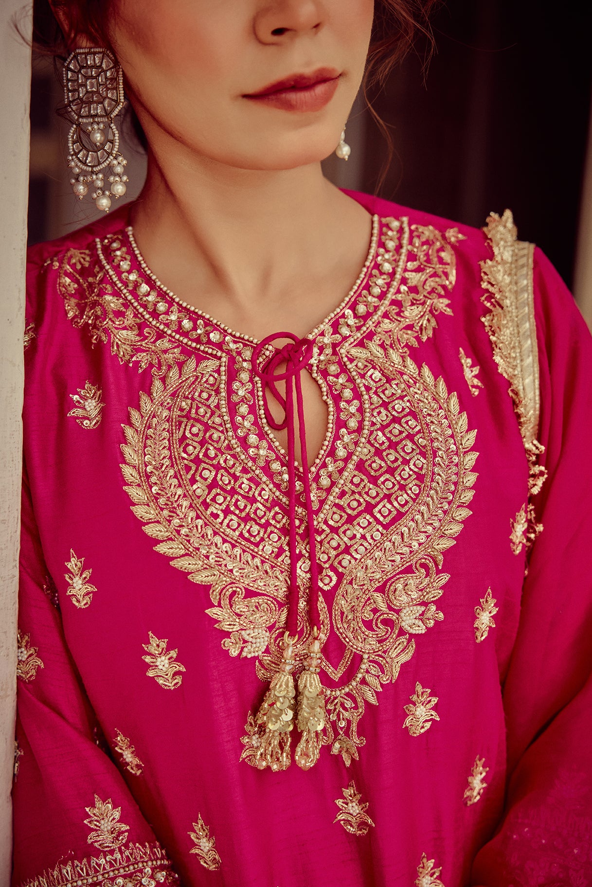Nazm - Pink Kurta Lehenga Dupatta Set