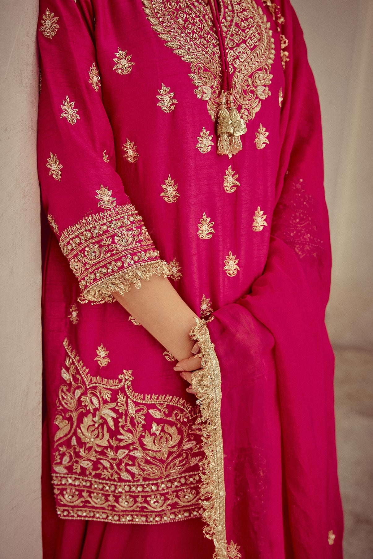 Nazm - Pink Kurta Lehenga Dupatta Set