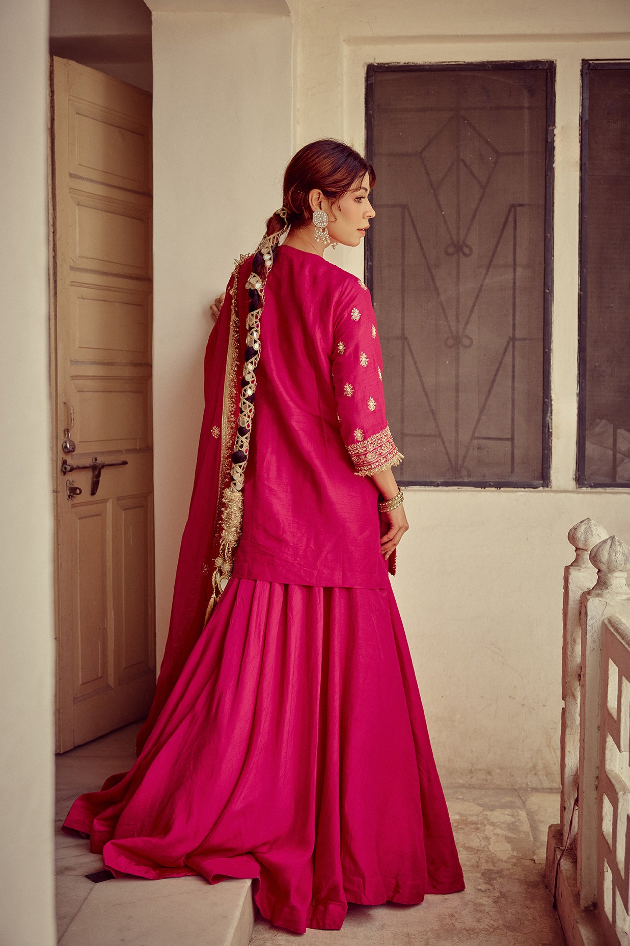 Nazm - Pink Kurta Lehenga Dupatta Set