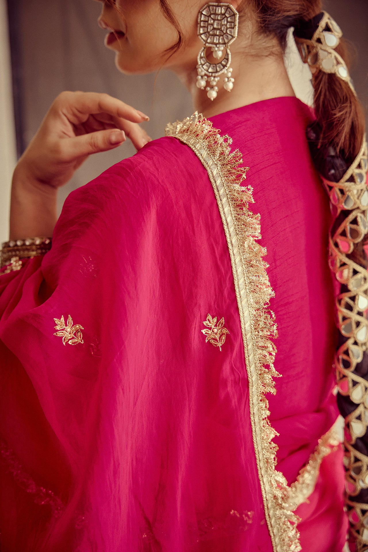 Nazm - Pink Kurta Lehenga Dupatta Set