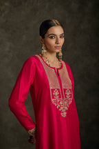 Rehaya - Hot Pink Embroidered Kurta Dress