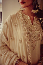 Mehraab - Gold Ivory Kurta Lehenga Dupatta Set