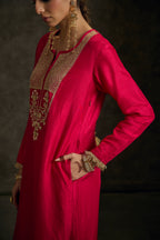 Rehaya - Hot Pink Embroidered Kurta Dress