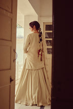Mehraab - Gold Ivory Kurta Lehenga Dupatta Set