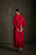 Aavira - Red Embroidered Kurta Dress