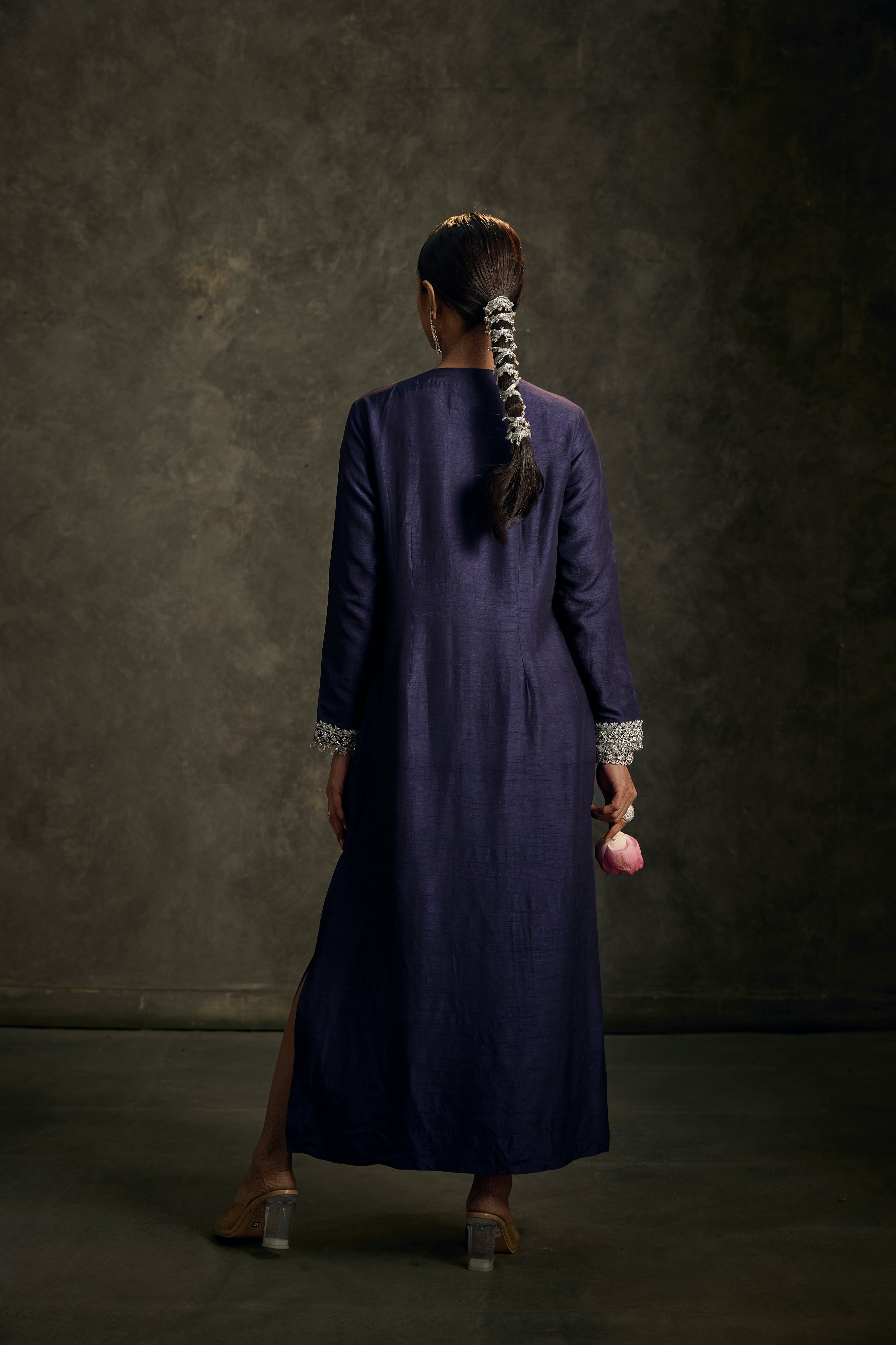 Hoorvia - Midnight Indigo  Embroidered Kurta Dress