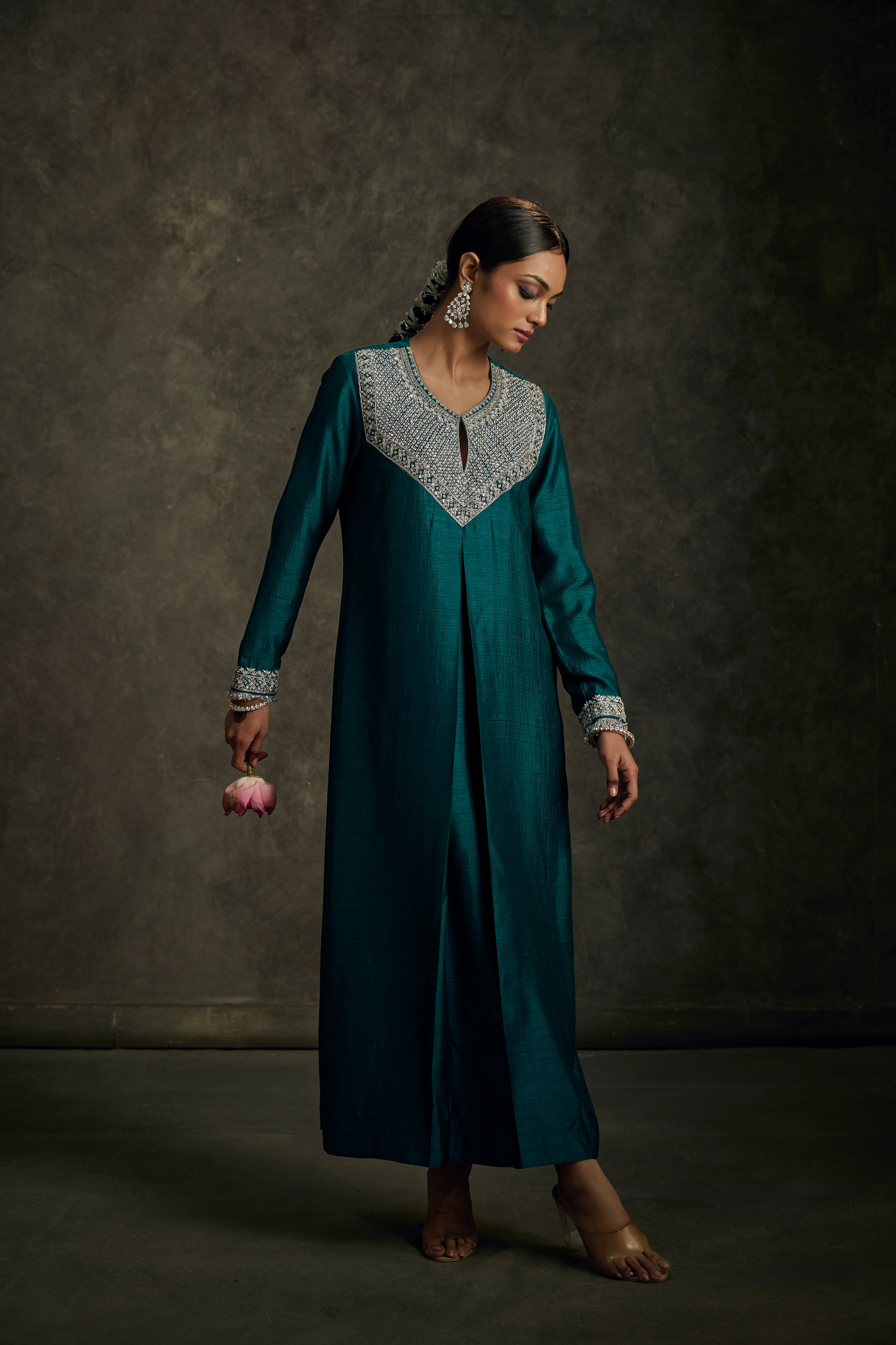Kavira - Emerald Green Embroidered Kurta Dress