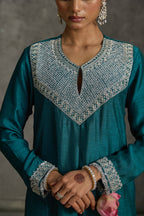 Kavira - Emerald Green Embroidered Kurta Dress